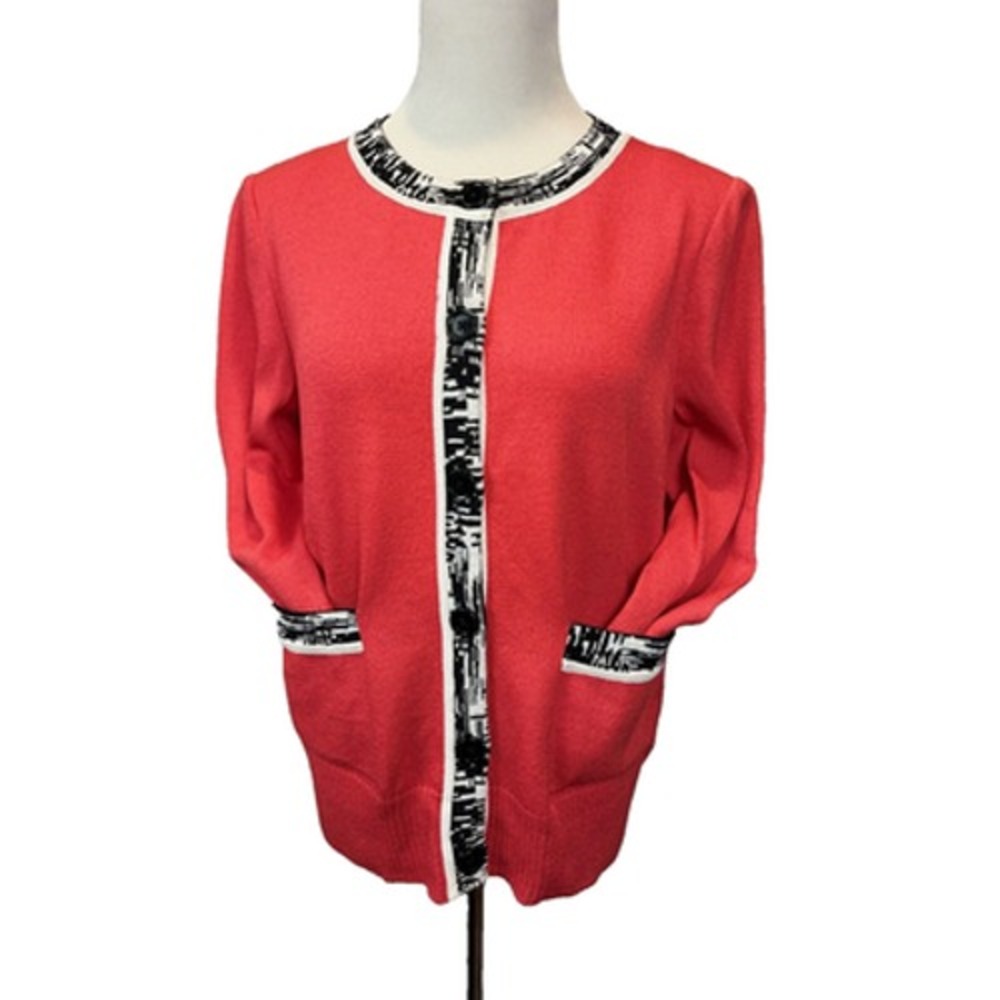 ST. JOHN Knit Jacket Blazer Coral Business Workwear Size Medium Long Sleeve